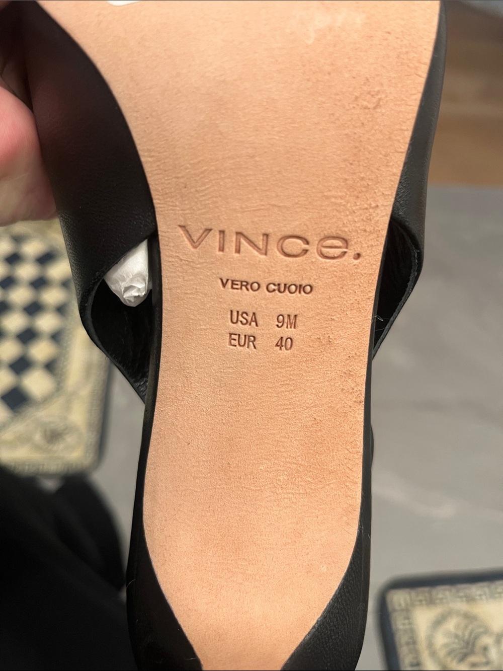 Vince Black Leather Square-Toe Slingback Mules - Picture 3 of 7